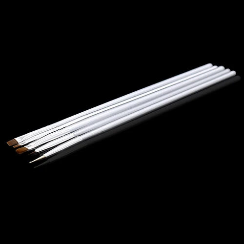 5X Silver Tone Nail Art UV Gel Design Brush Painting Pen Manicure Tips Tools Set | Красота и здоровье