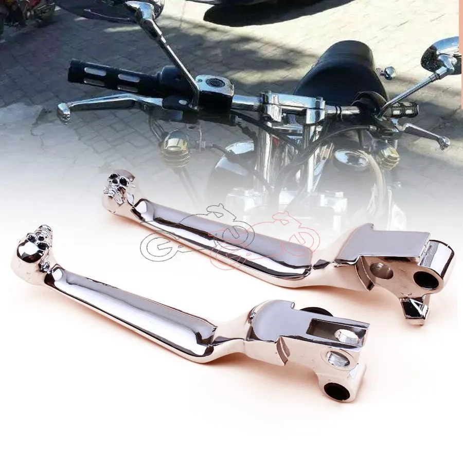 Хром Алюминий Череп тормозной рукоятка сцепления Рычаг для Harley Davidson Softail XL Sportster