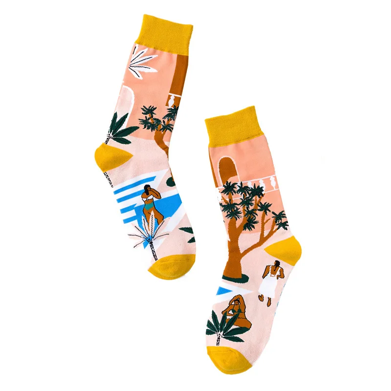

Cartoon Creative Beauty Illustration Animal Harajuku Crazy Socks Women Novelty Funny Jacquard Happy Cotton Skateboard Socks