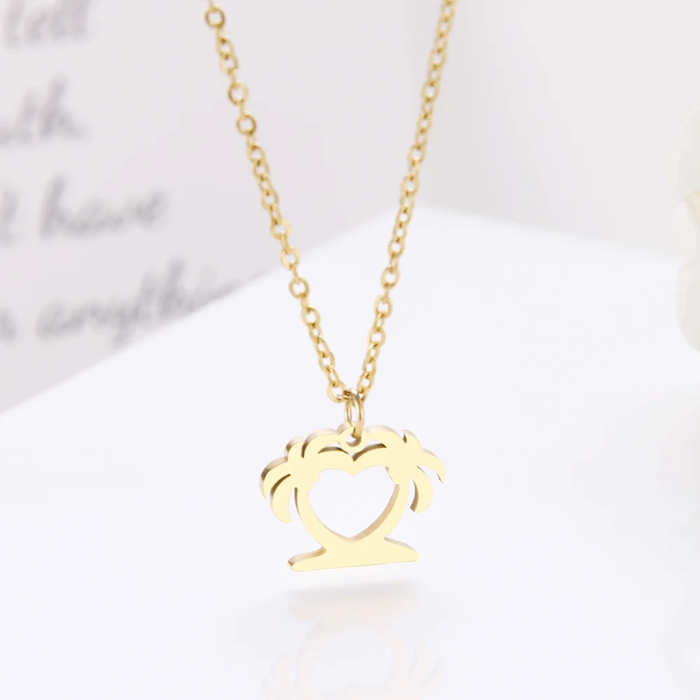 Ожерелье из нержавеющей стали для женщин цветочная корзина влюбленных кокосовое