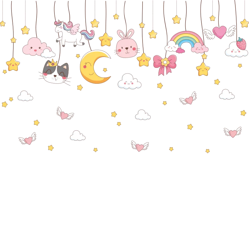 

Cartoon Animals Balloons Wall Stickers DIY Stars Clouds Wall Decals for Kids Rooms Baby Bedroom Home Decoration