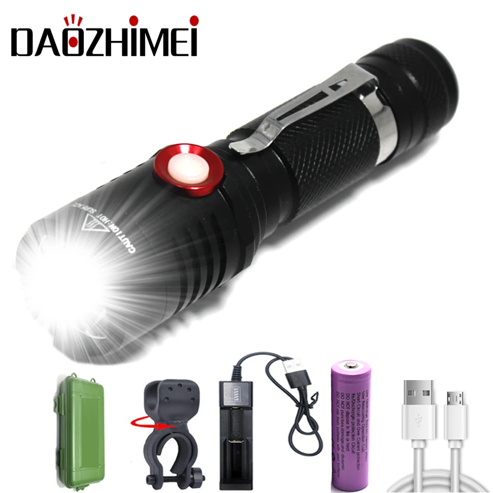 

5000LM Led Usb Rechargeable 18650 Battery Flashlight XM-L2 Waterproof camping 1 Modes Torch Bulbs Lantern Flash Lamp Light