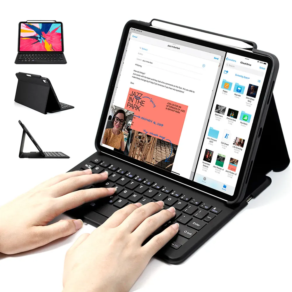 WOWCASE Беспроводная клавиатура чехол на iPad 2018 9 7/11/12 несколько Фолио Подставка пенал