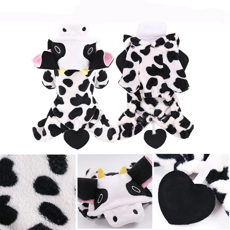 

Funny Halloween Dog Costume Cute Cow Pet Dog Clothes for Small Dogs Cats Chihuahua Clothing Fleece Puppy Dog Coats Jumpsuit