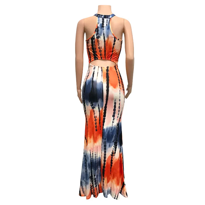 

Haoohu Summer Print Maxi Dress Bandage Bodycon Party Long Upper Outer Garment Outwear Evening Dress Size Vestidos Mujer Beach