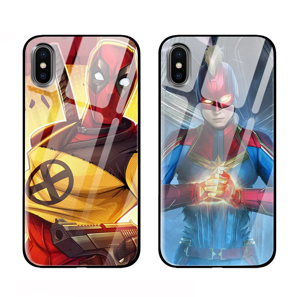 Для логотипа Marvel для iPhone 5 5S 6 6s 7 8 Plus X XS XR 11 Pro макс. закаленное стекло чехлы |