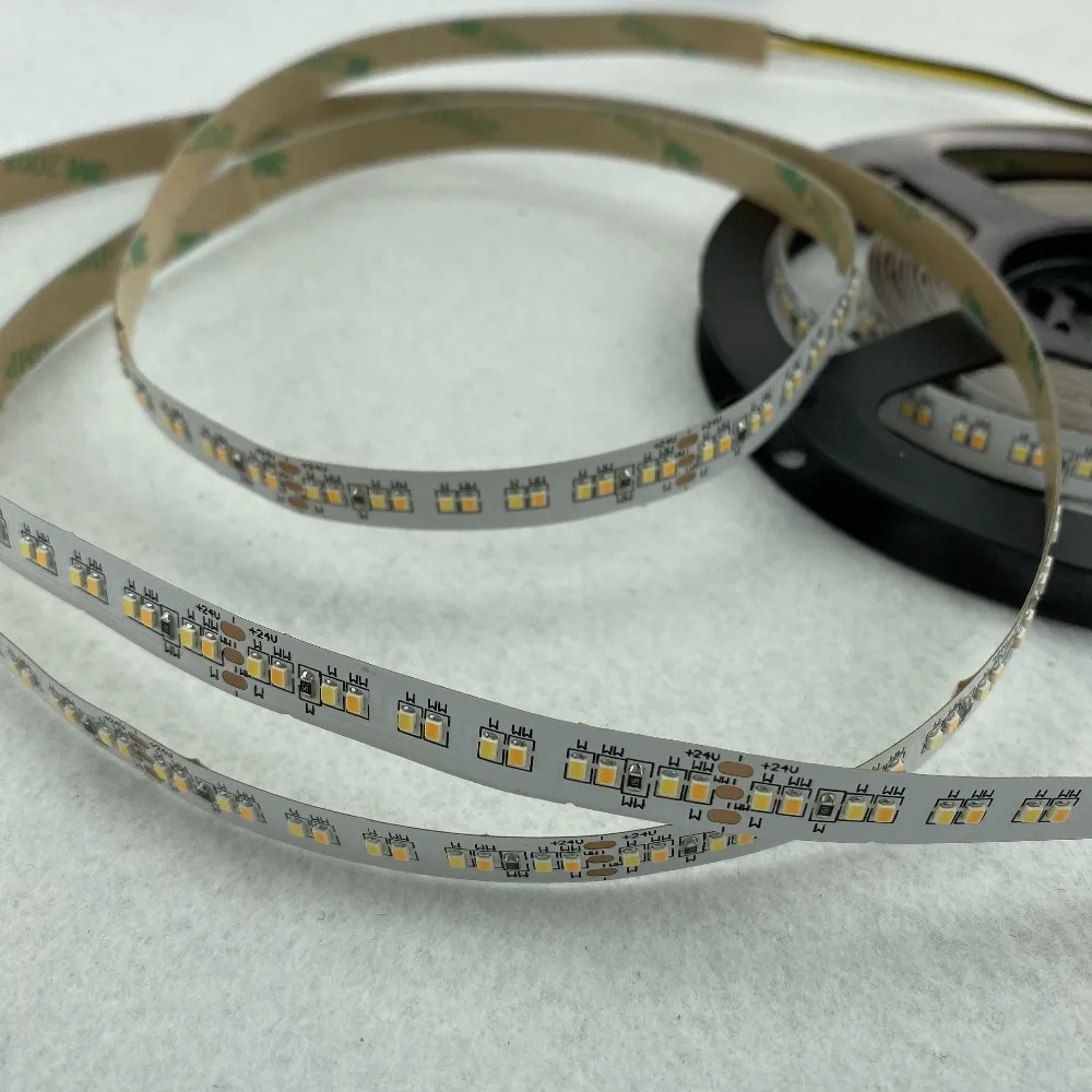 2216 SMD 240 светодиодов/м 12 В/24 В светодиодный двойной цвет CCT Регулируемая Гибкая полоса; 5 м длиной; 120 Вт; белая печатная плата; не водонепроницаемый; IP33