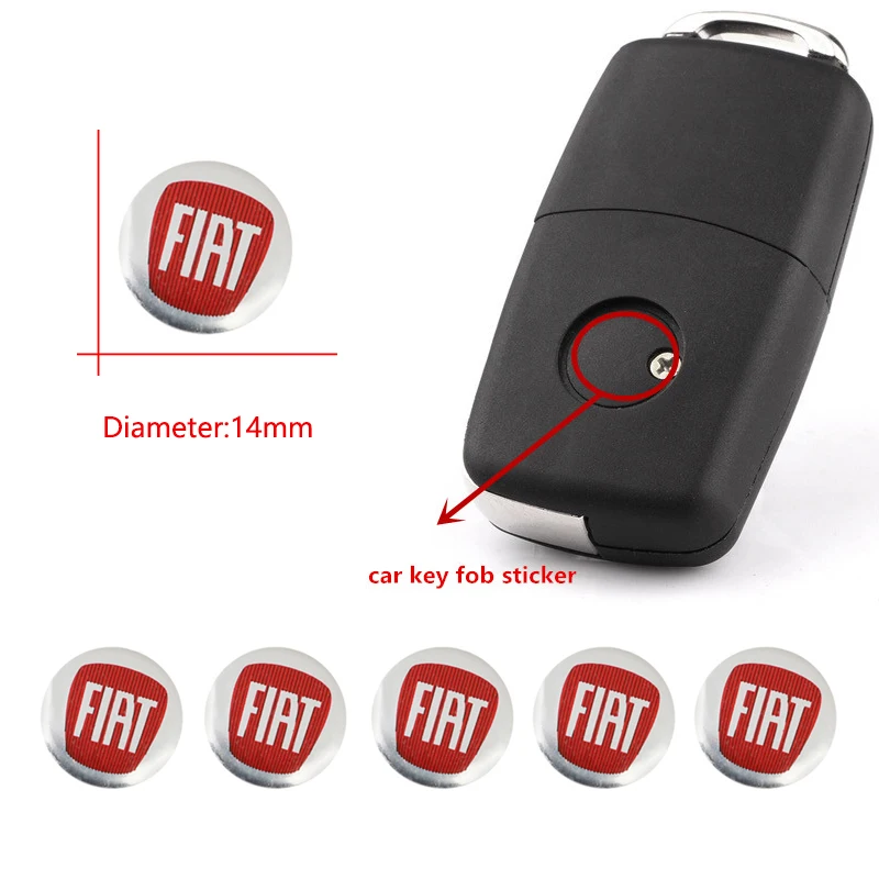5 шт. 14 мм автомобильные наклейки с логотипом дистанционного ключа для FIAT 500 Grande