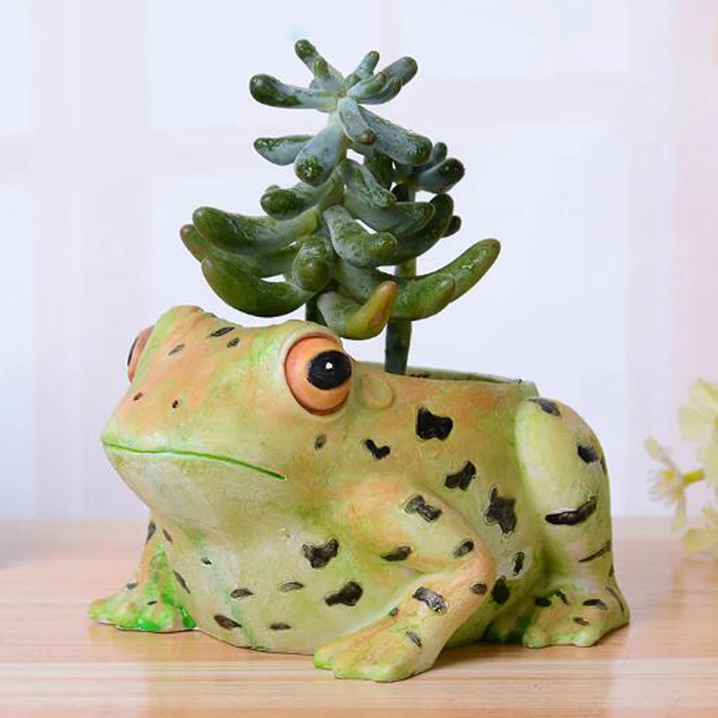 Креативный Мультфильм яркая лягушка суккулент пейзаж смола цветочный горшок