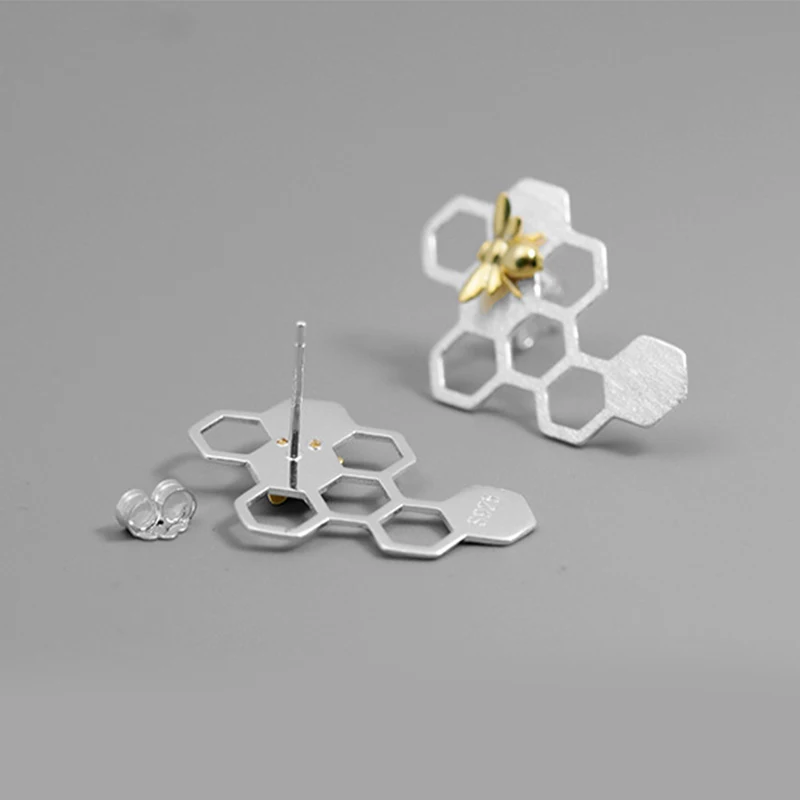 Acecare новинка пчела соты серьги-гвоздики насекомое животное золотой цвет милый