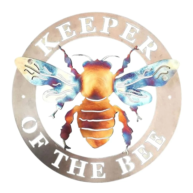 

Metal Wall Art Decoration Vintage Colorful Bee Keeper Iron Farm Sign Hanging Pendant for Home Yard Garden Patio Outdoor Indoor