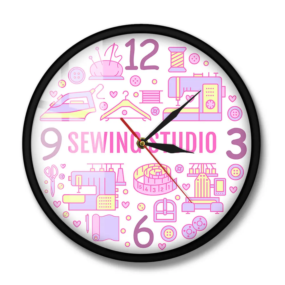Швейные студийные настенные часы с принтом одеяло шитье комната подарок значок