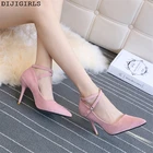 Брендовые туфли на высоком каблуке, привлекательные женские туфли-лодочки, модная свадебная обувь для женщин, милые женские сандалии на шпильке, замшевые женские туфли с острым носком