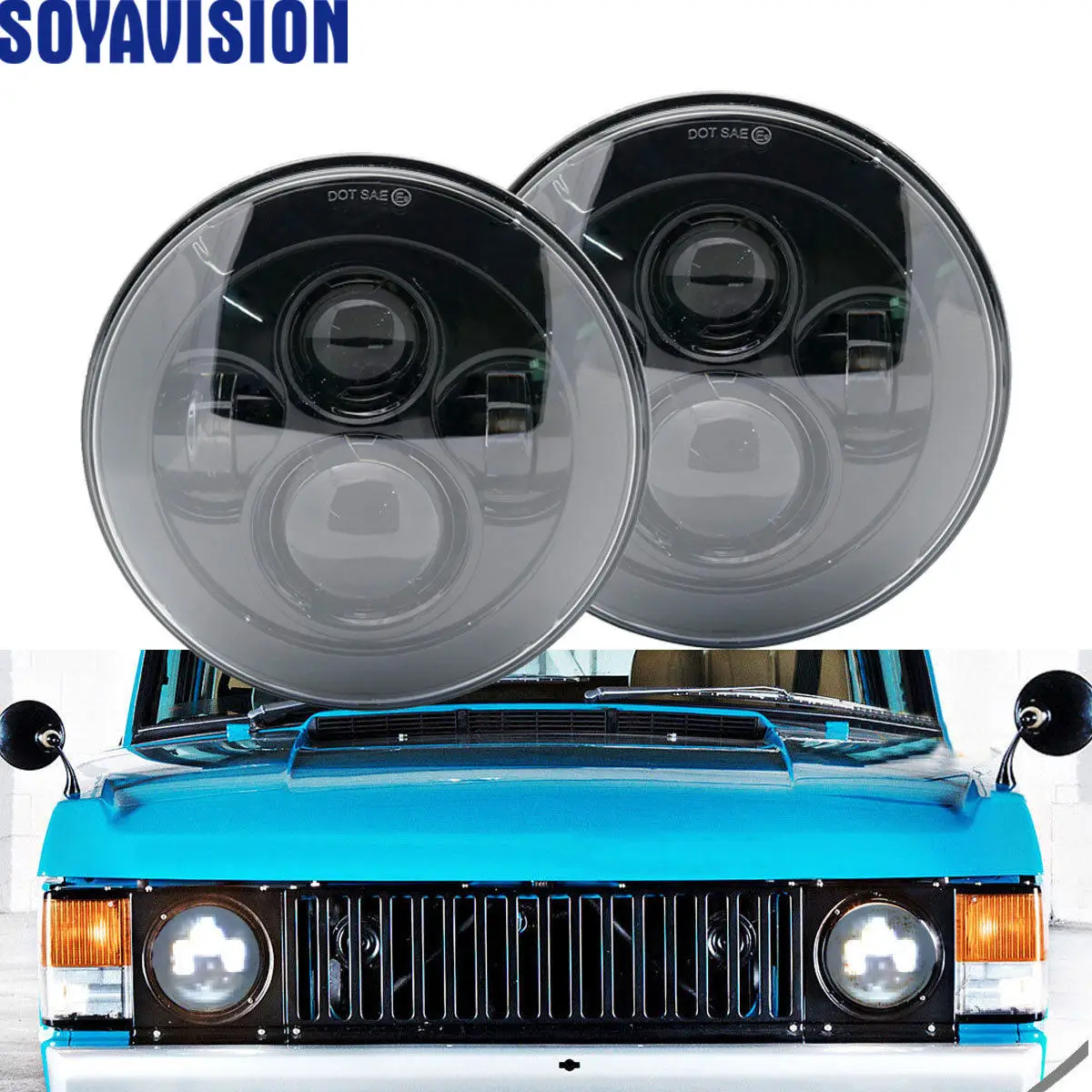 Для lada niva 4x4 7 дюймов Круглая светодиодная фара Halo Ring Angel Eye DRL Янтарный поворотный