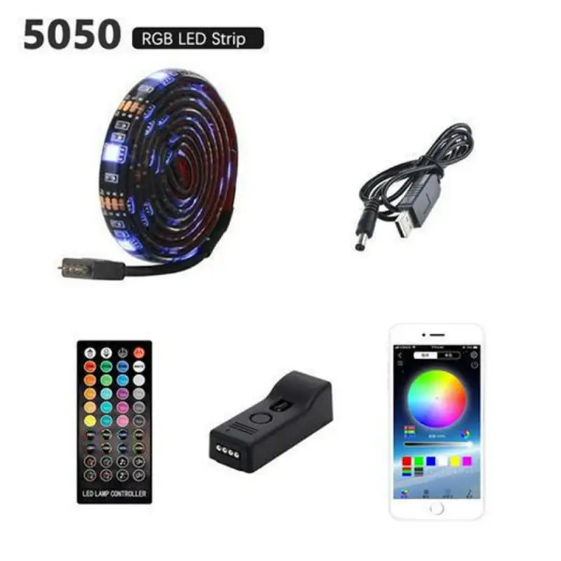 

Светодиодная гибкая лента 1 м, 2 м, 4 м, 5 м, Диодная лента SMD 5050, 5 в постоянного тока, светильник ка для настольного экрана телевизора, светящаяс...