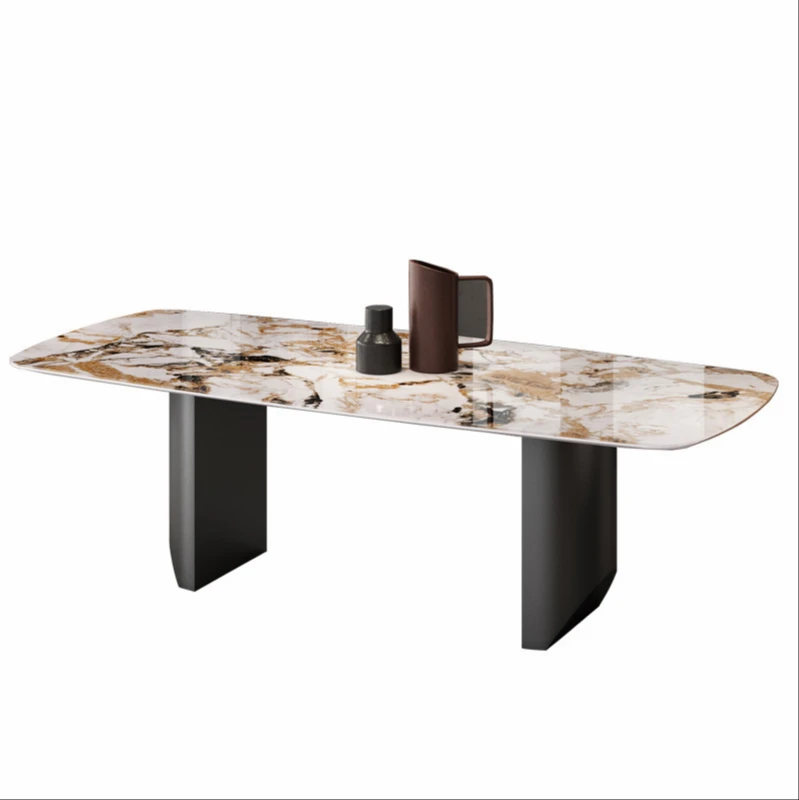 

rock plate dining table Italian minimalist rectangular dining table simple small apartment marble dining table designer