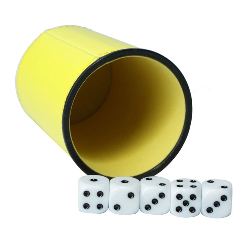 

Leather PU Dice Cup Party Board Game Bar KTV Entertainment Dice Box with Dices