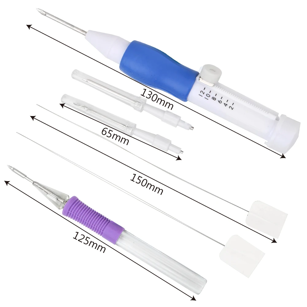 

3 Needles 2 Threaders Art Crafts Sewing Decor Pen Practical Ribbon Flowers Embroidery Stitching Craft Punch Needle Set