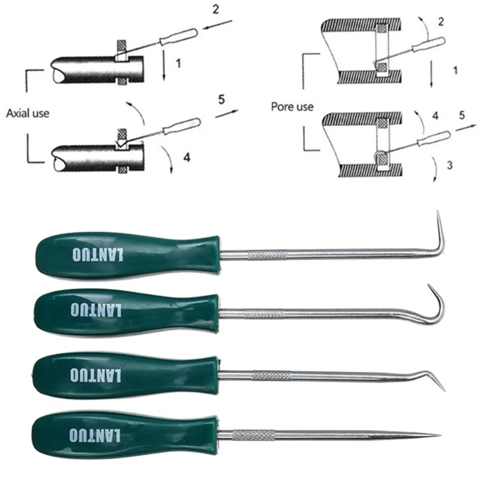 

Hot Sale 4Pcs 135mm Car Auto Vehicle Oil Seal Screwdrivers Set O-Ring Seal Gasket Puller Remover Pick Hooks Tools Wholesale CSV