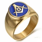 Модное синее эмалированное масонское кольцо для мужчин, ретро масонское кольцо с буквой G для мужчин, трендовая бижутерия, подарок