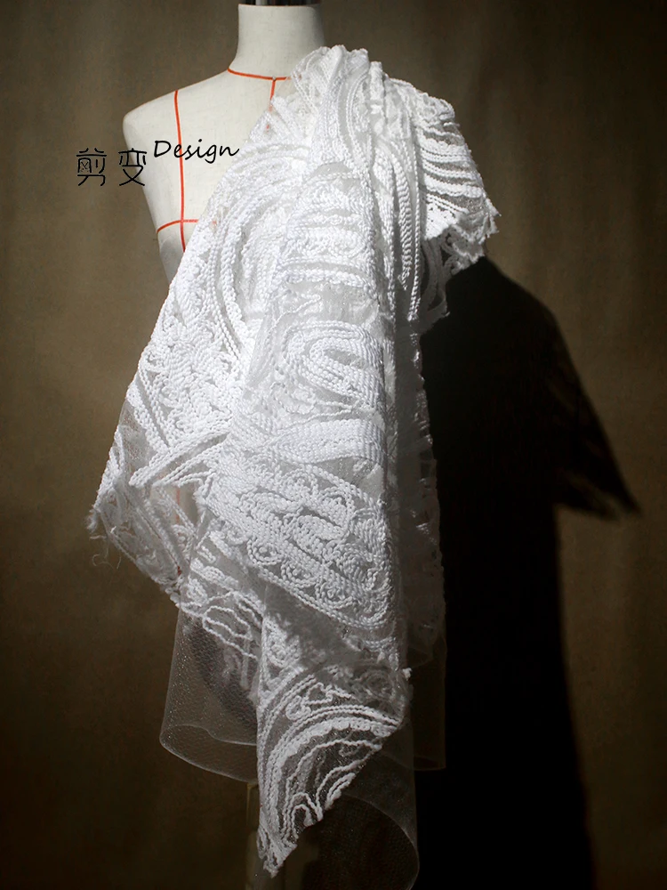 Трехмерная вышивка шерстяная текстура сетка дизайнерская Ткань DIY Ручная работа