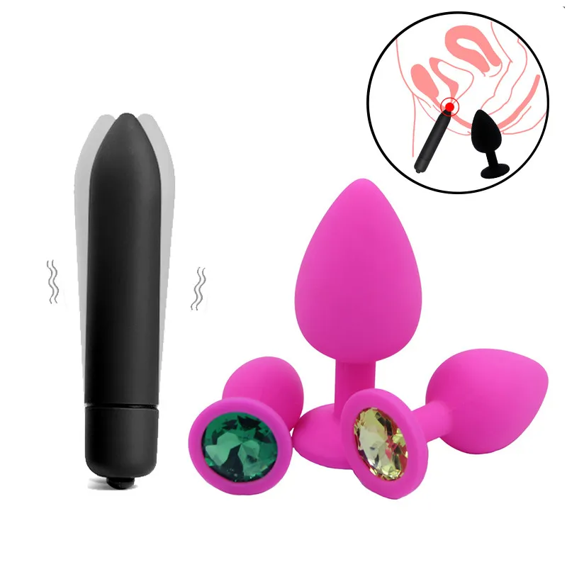 Силиконовая Анальная пробка фаллоимитатор вибратор секс игрушки для женской