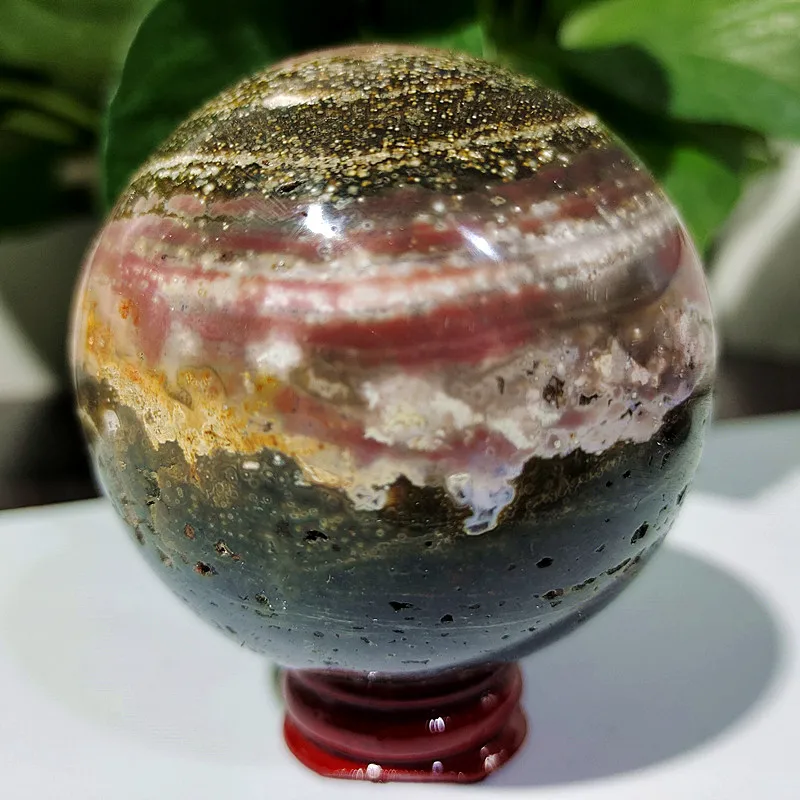

Decorative ball natural stone ocean jasper crystal ball home decoration feng shui energy healing ball