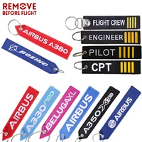 airbus a380 keychain double sided embroidery a320 aviation key ring chain for aviation gift strap lanyard a350 keychains