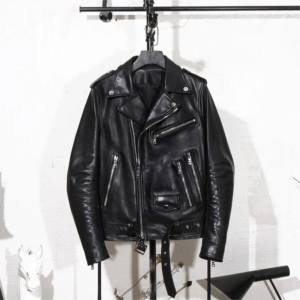 

Итальянская мотоциклетная куртка на молнии из натуральной кожи