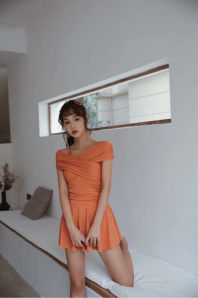 Женский купальник с юбкой женские купальные костюмы закрытые трикини пляжный