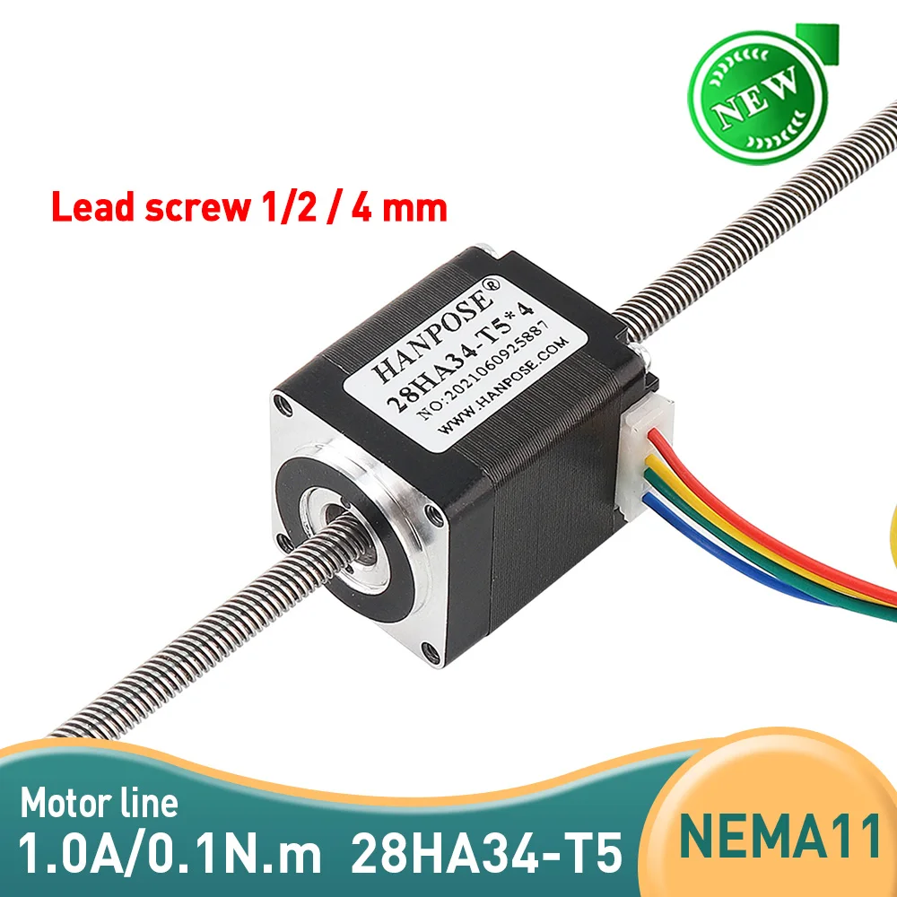 

nema11 stepper motor 0.1N.m 1.0A 28HA34-T5*4 straight screw stepper motor length 100/200/300mm For beauty medical machine