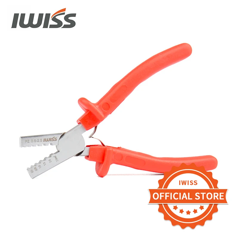 IWISS Mini Ferrule Crimping pliers PZ0.25-2.5 Bushing Terminal Pliers E-Type Pin Terminals Crimper Pliers Hand Tool