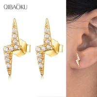 18k gold lightning stud earrings 925 sterling silver earrings shining zircon ear jewelry for women birthday party gift