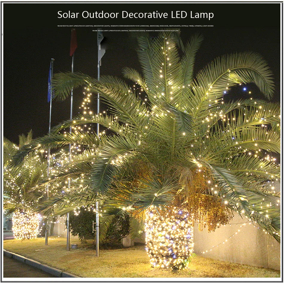 

5m 7m 12m 22metre Christmas courtyard outdoor solar decorative lamp, cherry blossom star water drop bubble string lamp