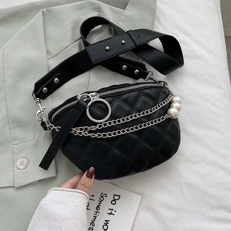 

Small Solid Color Crossbody Bags For Women 2021 Pearl Design Summer Shoulder Female Phone Purses Chain Handbags