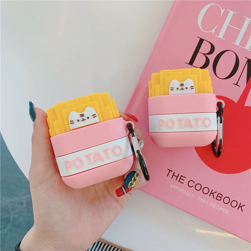 Чехол для AirPod 2 мягкий силиконовый чехол наушников с объемным рисунком картофеля