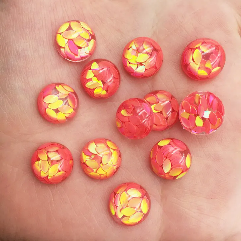 Полимерные блестящие пайетки конский глаз 12 мм круглая плоская спина Кабошон