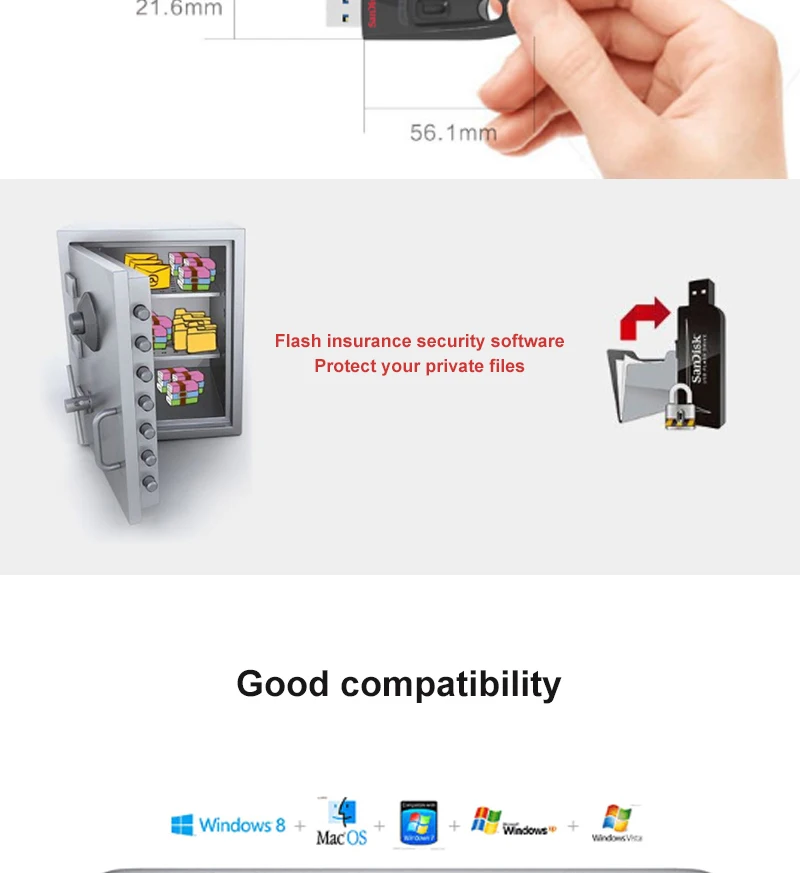 SanDisk USB флеш-накопитель 32 ГБ Флешка 16 Гб 64 Гб 128 ГБ CZ48 USB3.0 USB флешка Флешка для ноутбука