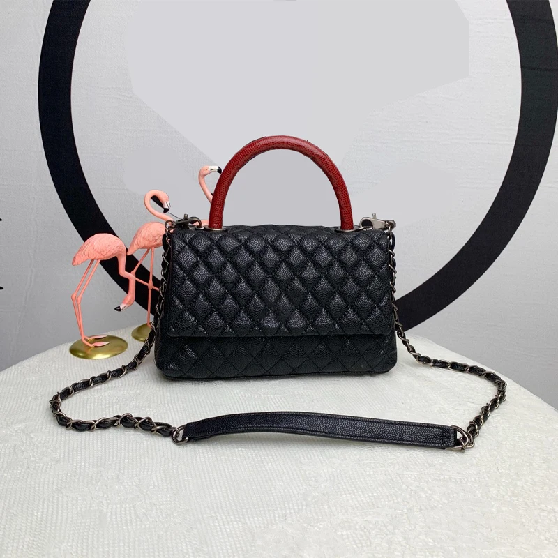 

Checkered square handbag women's 2021 top luxury classic brand fashion leather shoulder bag top handle handbag