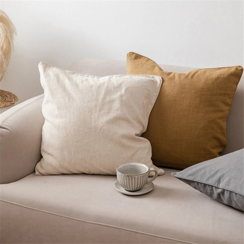 Nordic Simple Brown Gery Cushion Cover Home Decor Linen Pillow Cover Decorative Pillows Sofa Living Room Pillow Case 45*45/55*55