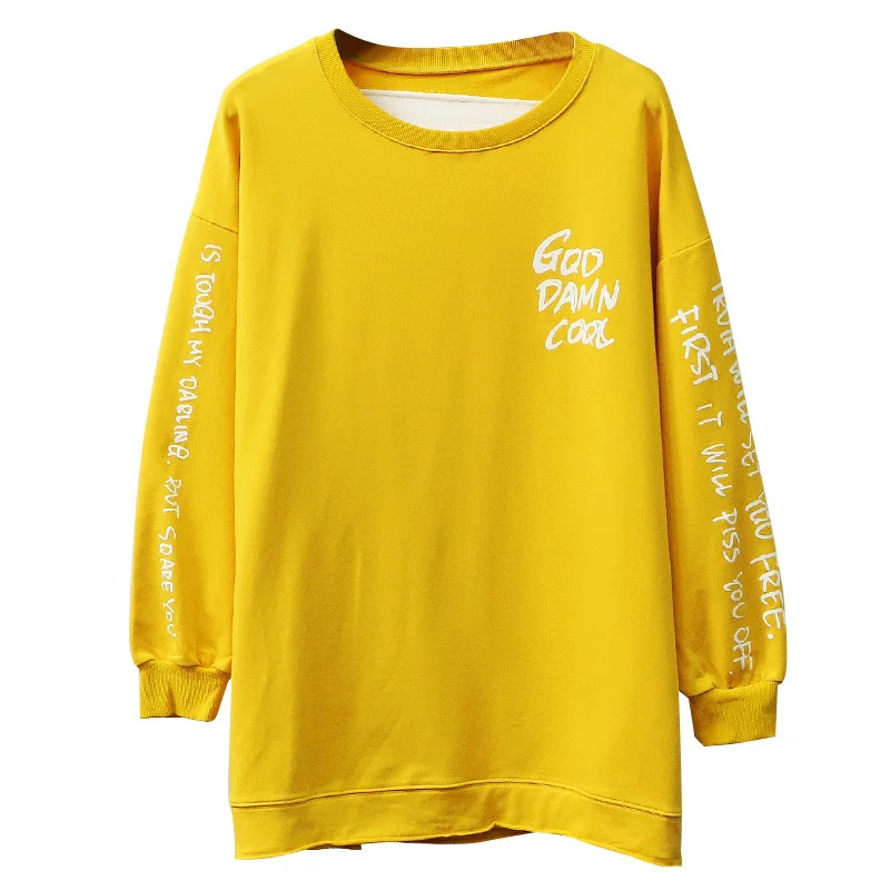 #1714 корейская мода для студентов Свободная Толстовка большого размера в стиле