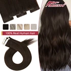 Бесшовная лента для наращивания волос Moresoo, самые темные коричневые натуральные двойные натянутые волосы для наращивания, прямые натуральные человеческие волосы