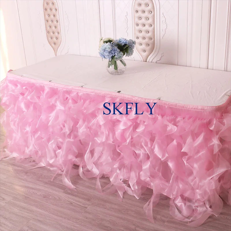 pink CL010JA популярные много цветов по индивидуальному заказу Свадебные/Серебряный/серый/красный, голубое платье из органзы курчавая ива юбка для стола - Цвет: pink