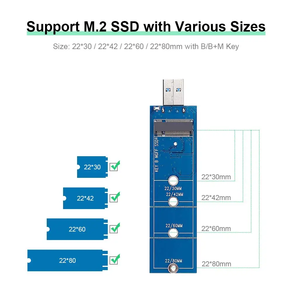 Переходник для внешнего жесткого диска onbian M.2 NGFF SSD на USB 3 0 адаптер B Key SATA