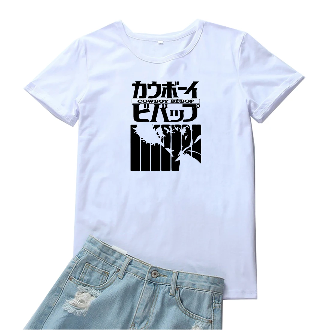 

Женская хлопковая футболка с коротким рукавом, с японским аниме принтом