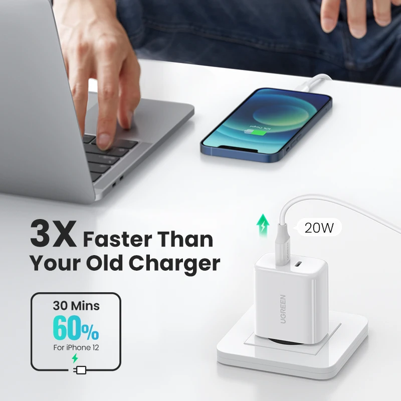 UGREEN Dual 20W PD USB C Charger for iPhone 13 12 Fast Quick Charge 4.0 3.0 Charging Samsung Mobile Phone | Мобильные телефоны и