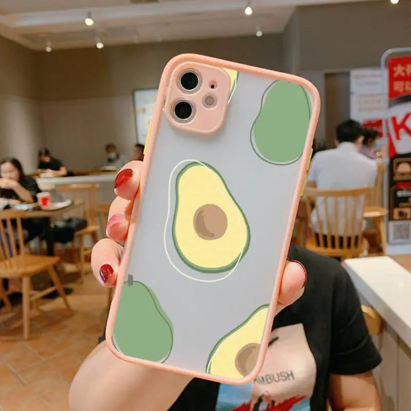 

Cartoon cute avocado Simple Matte Bumper Phone Case For iphone12 11 Pro Max X XS Max XR 7 8 Plus 12mini Shockproof Cover