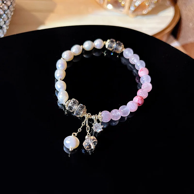 

Trendy Geometric Freshwater Pearls Crystal Bracelet Women Elegant Design Bohemia Charm Bracelet Female Elasticity Cuff Bangles