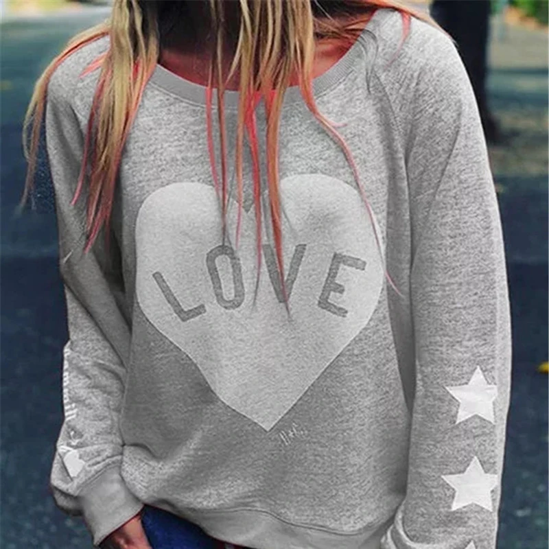 

Casual Women Loose Solid Color Long Sleeve Tees New Autumn Women Tops Fashion Printed Round Neck Female T Shirt for Women O-neck