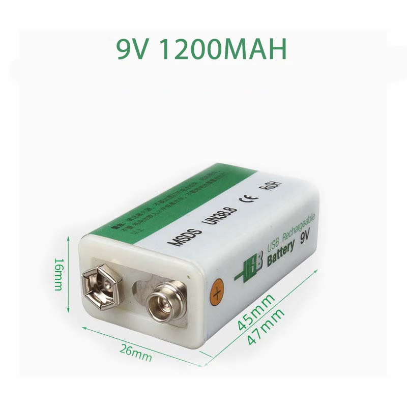 2021 new USB cycle charging battery 9V 1200mAH is suitable for camera and other series of electronic products+USB cable | Электроника